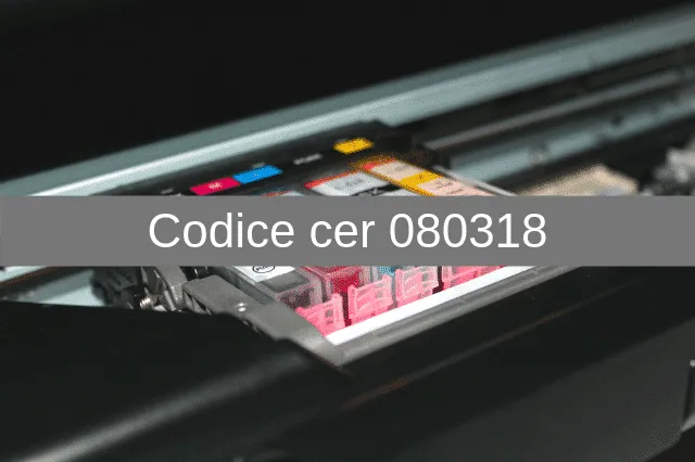 Cartucce di inchiostro dentro una stampante, con la scritta Codice CER 080318